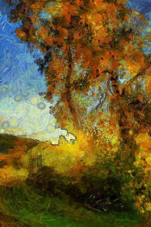 October Poster featuring the digital art Foliage Van Gogh Style by Lilia S