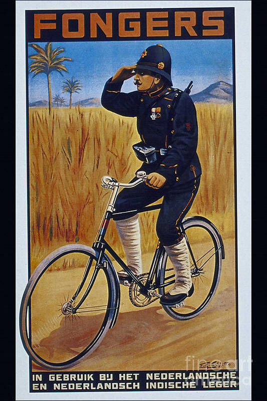 Fongers Poster featuring the painting Fongers in Gebruik Bil Nederlandsche en Nederlndsch Indische Leger vintage cycle poster by Vintage Collectables