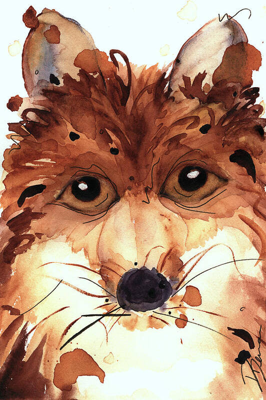 Fox Poster featuring the painting Foxy by Dawn Derman