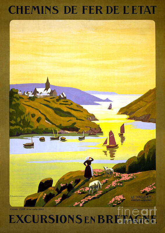 Travel Poster featuring the painting France Bretagne Vintage Travel Poster Restored by Vintage Treasure