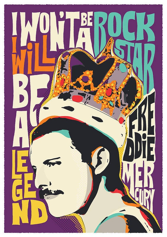 Freddie Mercury Poster featuring the digital art Freddie Mercury Pop Art Quote by BONB Creative