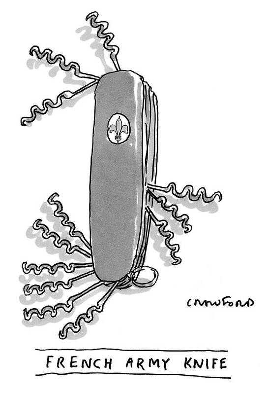 Swiss Army Knife Poster featuring the drawing French Army Knife by Michael Crawford