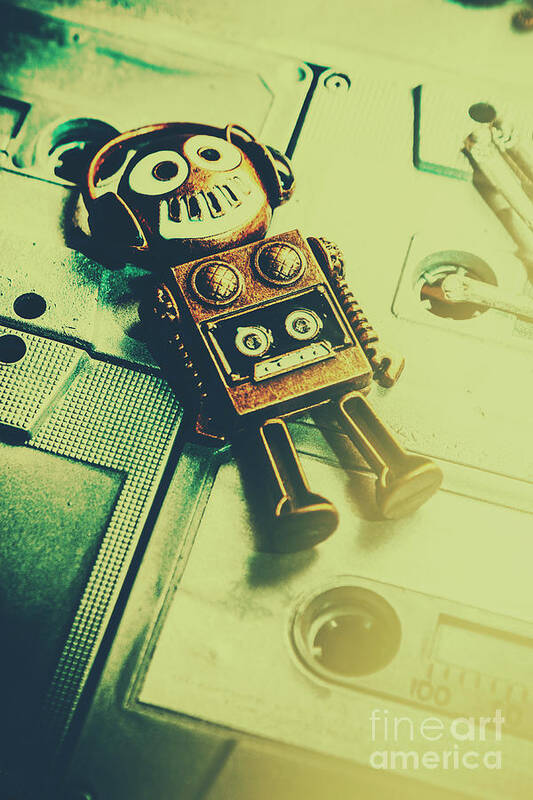 Mixtape Poster featuring the photograph Funky mixtape robot by Jorgo Photography