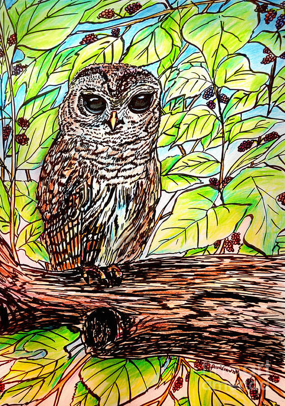 Owls Poster featuring the painting Give A Hoot by Pat Davidson