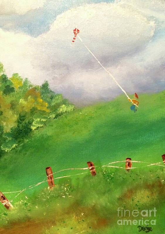 Kite Poster featuring the painting Go Fly A Kite by Denise Tomasura