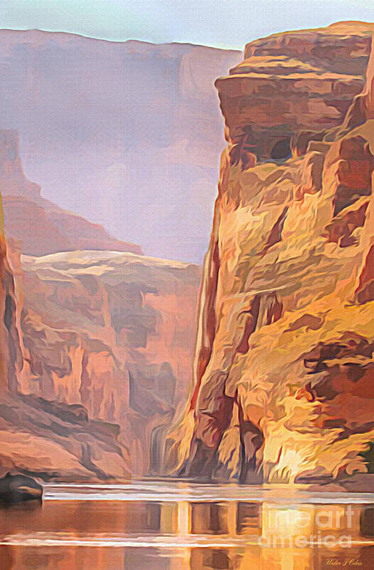 Canyon Poster featuring the digital art Gold Canyon River by Walter Colvin