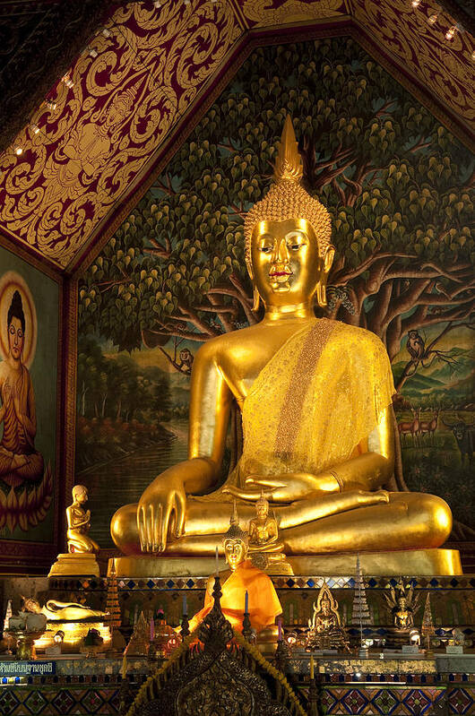 Architecture Poster featuring the photograph Golden Buddha - Thailand by Greg Vaughn - Printscapes