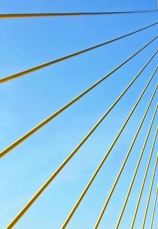 Sunshine Skyway Bridge Poster featuring the photograph Golden Cables by HH Photography of Florida