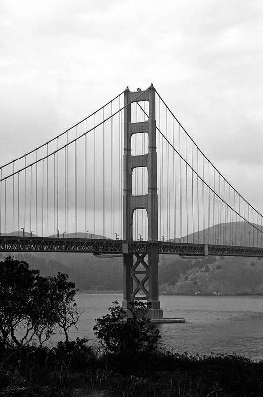 San Francisco Poster featuring the photograph Golden Gate Bridge- Black and White Photography by Linda Woods by Linda Woods