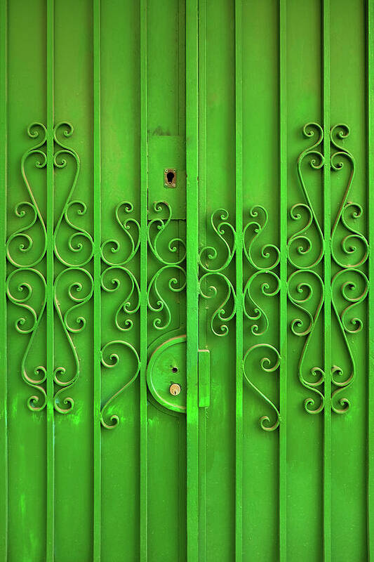 Green Poster featuring the photograph Green Door by Carlos Caetano