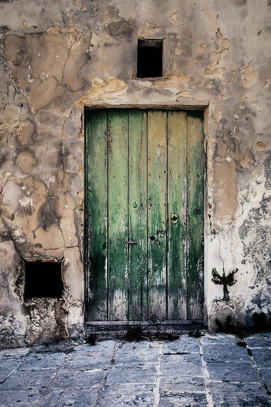 Architecture Poster featuring the photograph Green Door 3 by Maria Heyens