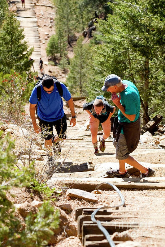 Hikers Poster featuring the photograph Grinding it out on the Manitou Incline and Barr Trail by Steven Krull