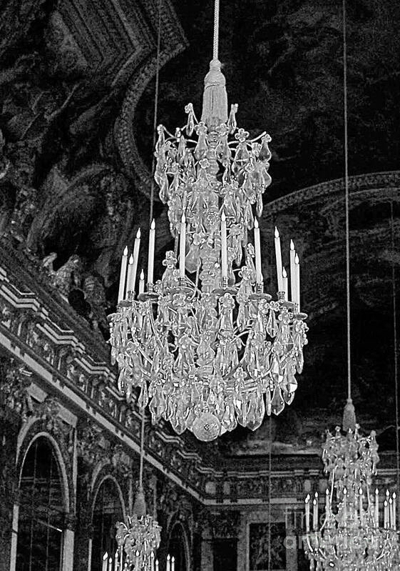 St Louis Missouri Poster featuring the photograph Hall Of Mirrors At The Palace Of Versailles Bnw2 by Debbie Fenelon
