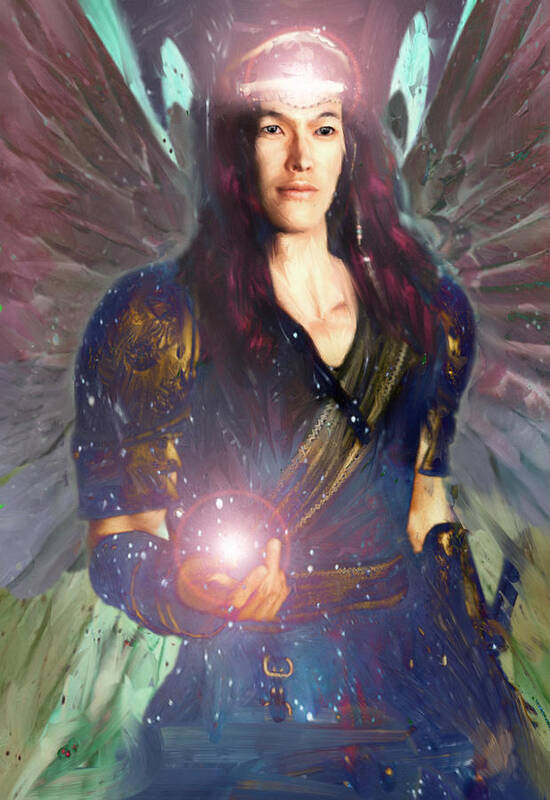 Archangel Raphael Poster featuring the painting Healing Angel/Raphael by Suzanne Silvir