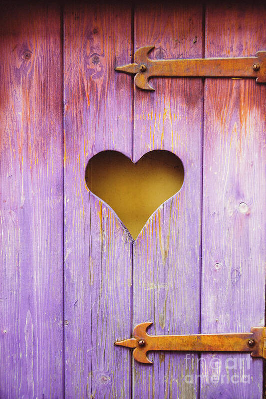 Close-up Poster featuring the photograph Heart on a wooden window by Bernard Jaubert