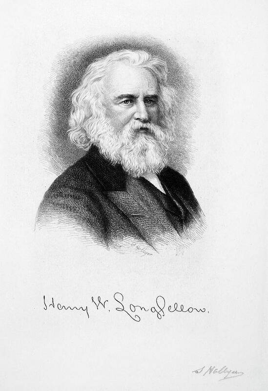 19th Century Poster featuring the drawing Henry Wadsworth Longfellow by Granger