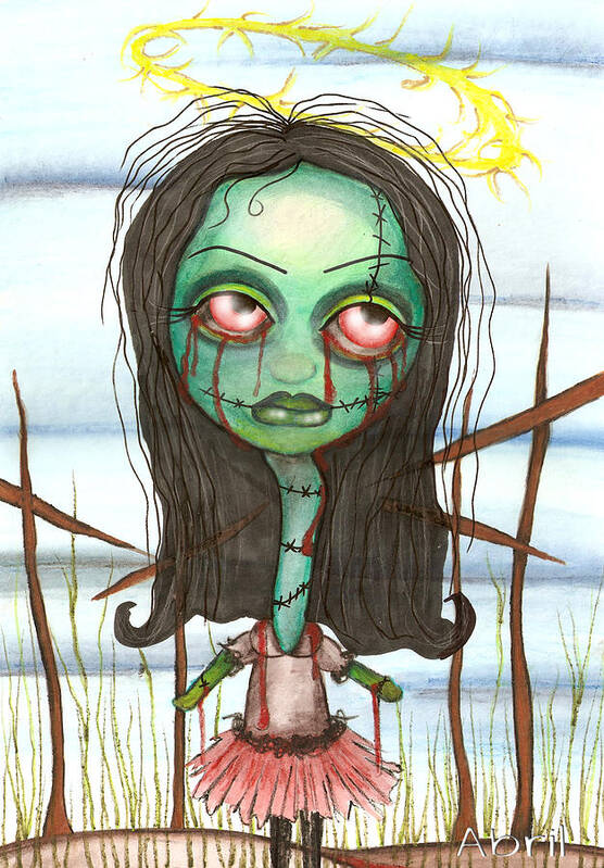 Zombie Poster featuring the painting holy Zombie by Abril Andrade