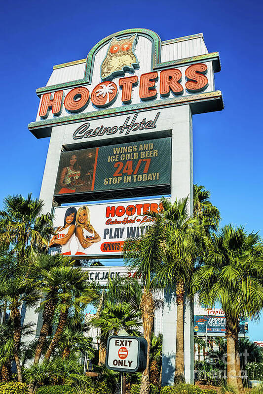 Hooters Poster featuring the photograph Hooters Casino Sign by Aloha Art