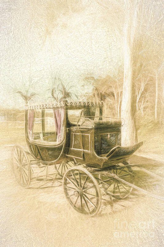 Carriage Poster featuring the digital art Horse drawn funeral cart by Jorgo Photography