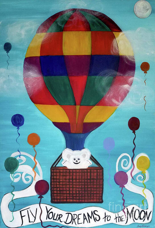 Hot Air Balloon Poster featuring the painting Hot Bear Balloon by Artist Linda Marie