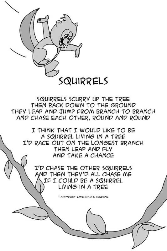 Squirrel Poster featuring the drawing I Would Like to Be a Squirrel by John Haldane