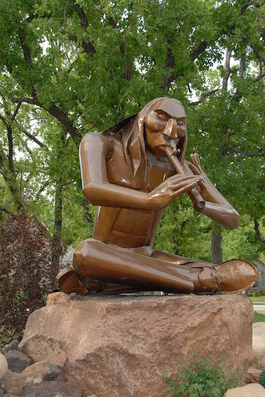 Statue Poster featuring the photograph Indian Flute Player by Bill Hyde