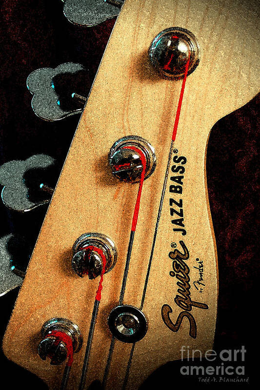 Still Life Poster featuring the digital art Jazz Bass Headstock by Todd Blanchard