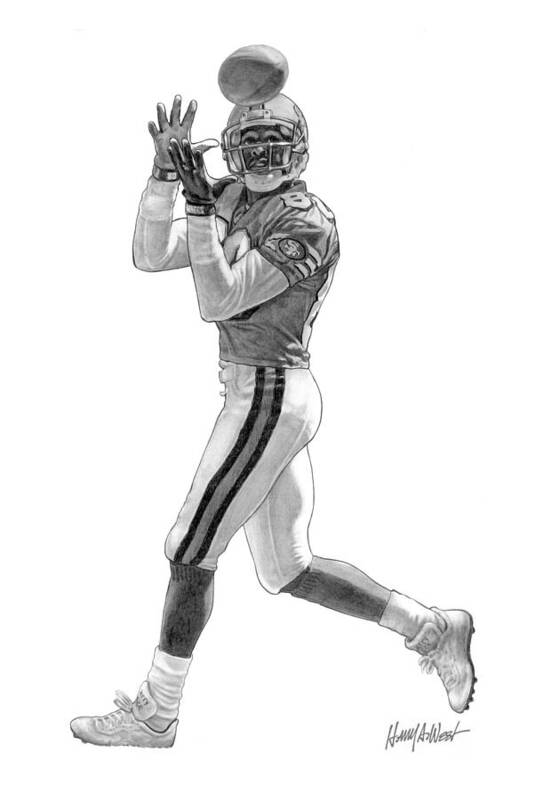 Jerry Rice Poster featuring the drawing Jerry Rice by Harry West