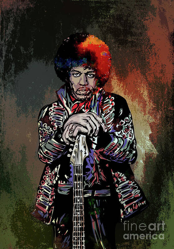 Hendrix Poster featuring the painting Jimi by Andrzej Szczerski