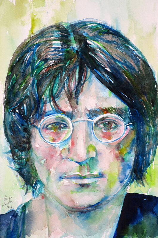 Year 2011 Poster featuring the painting JOHN LENNON - watercolor portrait.8 by Fabrizio Cassetta