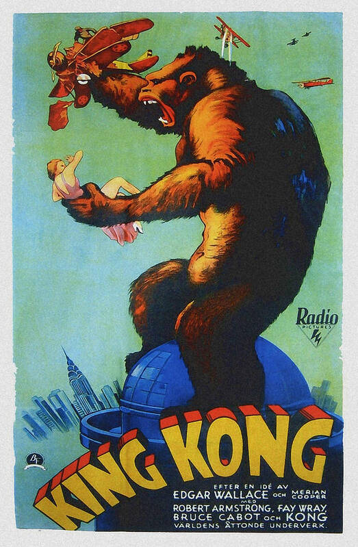 1930s Movies Poster featuring the photograph King Kong, Swedish Poster Art, 1933 by Everett