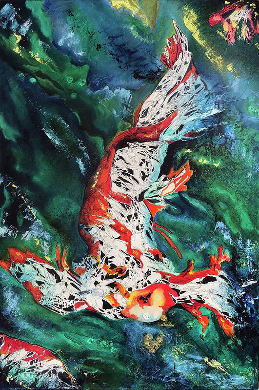 Koi Fish Poster featuring the painting King of the Pond by Alexandra Louie