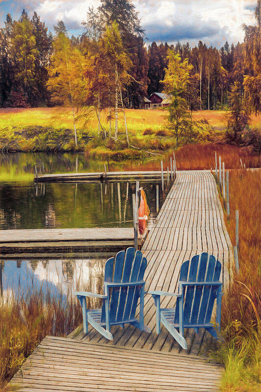 Appalachia Poster featuring the photograph Lakeside in Autumn Painting by Debra and Dave Vanderlaan