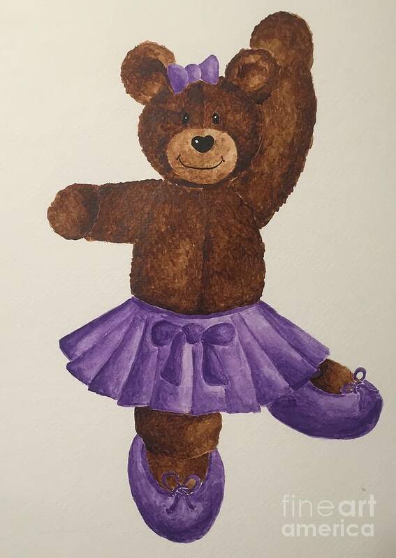 Teddy Bear Poster featuring the painting Leah's Ballerina Bear 5 by Tamir Barkan