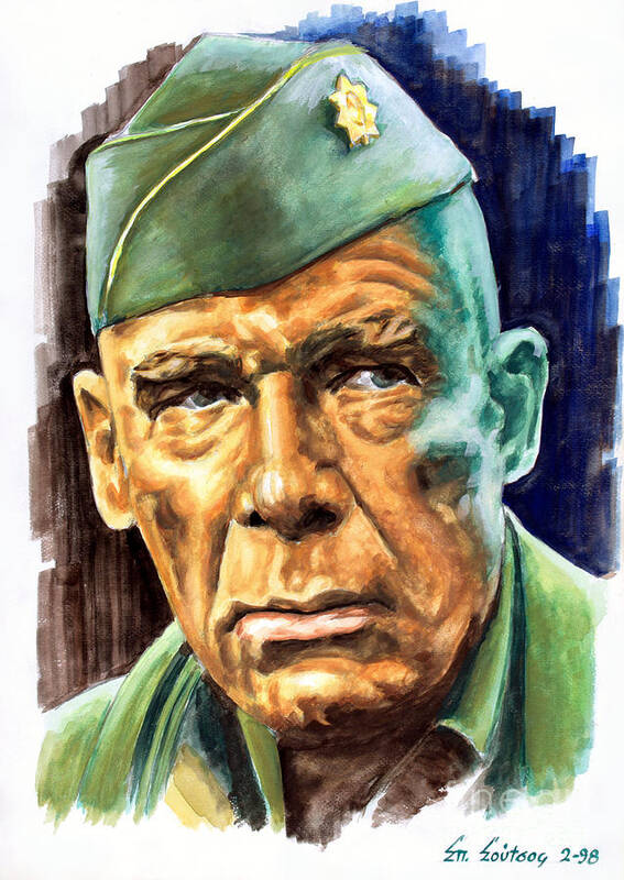 Lee Marvin Poster featuring the painting Lee Marvin Dirty Dozen by Star Portraits Art