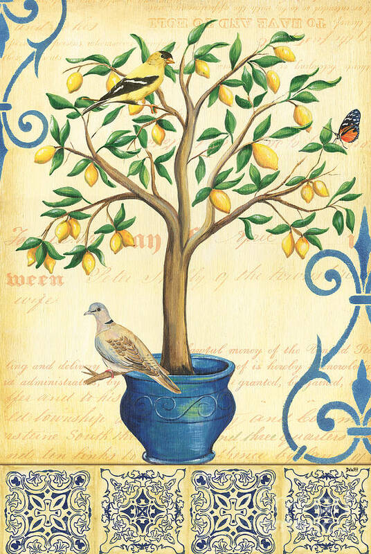 Lemon Poster featuring the painting Lemon Tree of Life by Debbie DeWitt