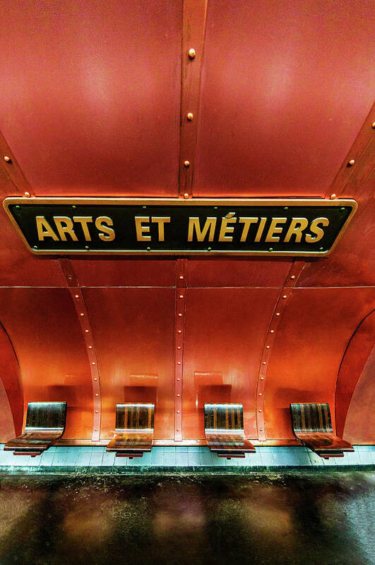  Paris Poster featuring the photograph Les Arts et Metiers, Metro Station, Paris, France. by Maggie Mccall