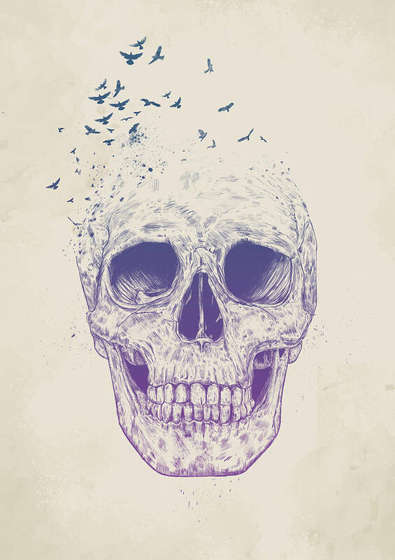Skull Poster featuring the mixed media Let them fly by Balazs Solti