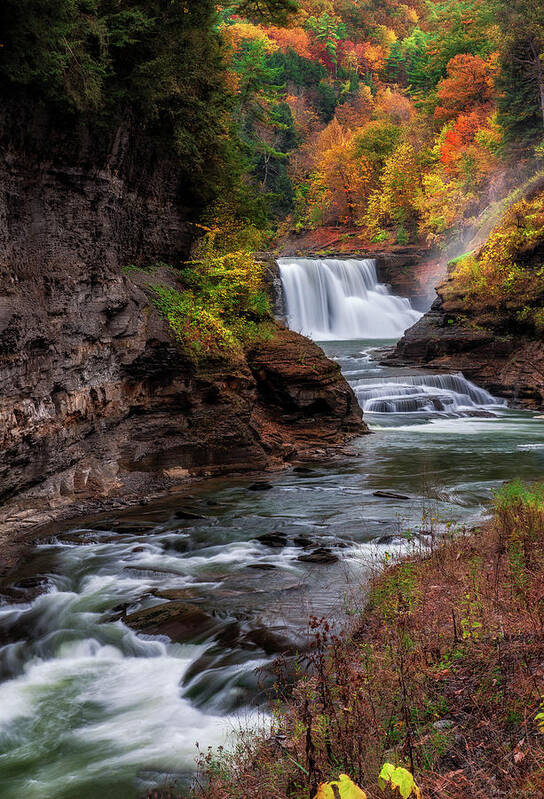 Waterfalls Poster featuring the photograph Letchworth State Park Lower Falls by Mark Papke
