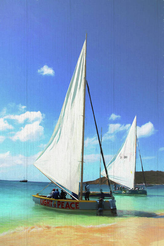 Boats Poster featuring the photograph Light and Peace Sailboat in Anguilla by Ola Allen