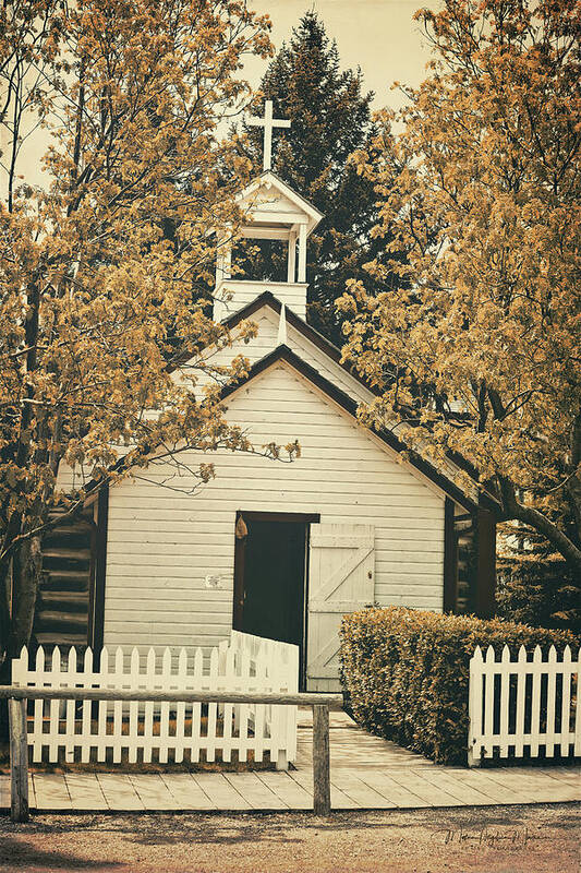 Fall Poster featuring the photograph Little White Church by Maria Angelica Maira