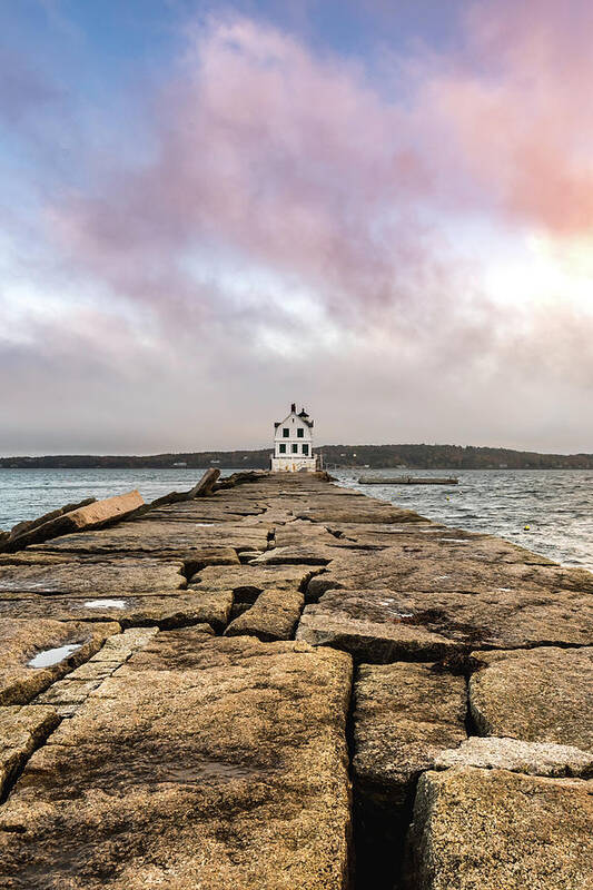 Atlantic Poster featuring the photograph Long Walkway to Rockland Lighthouse by Kelly VanDellen