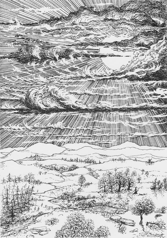 Landscape Poster featuring the drawing Looming Snowstorm by Charles Cater