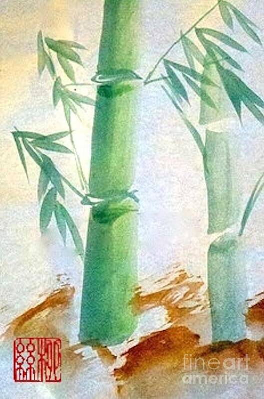 Bamboo Poster featuring the painting Lucky Bamboo by Margaret Welsh Willowsilk