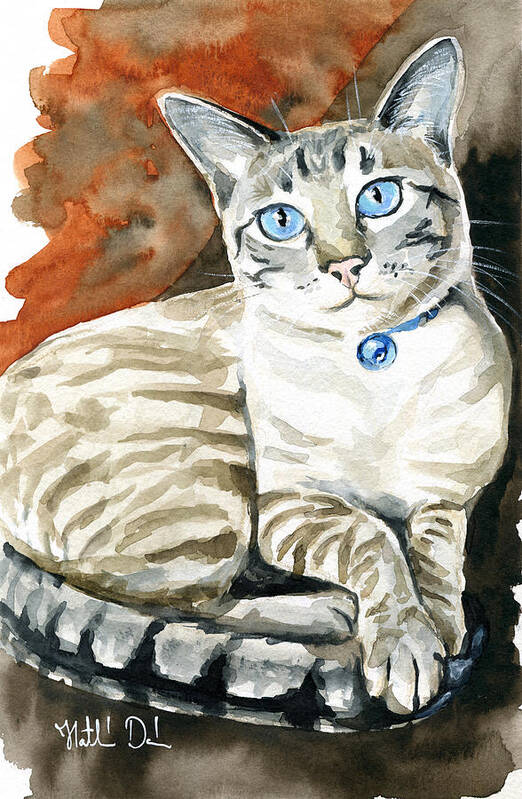 Lynx Point Siamese Poster featuring the painting Lynx Point Siamese Cat Painting by Dora Hathazi Mendes