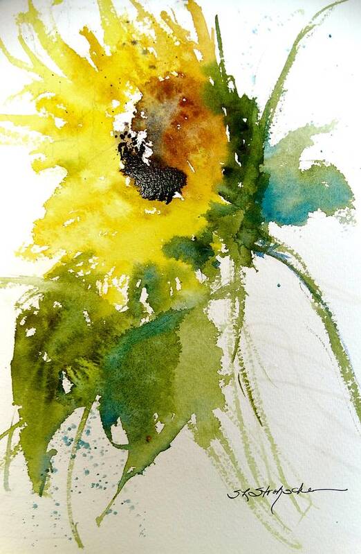 Sunflowers Poster featuring the painting Maci's Sunflower by Sandra Strohschein