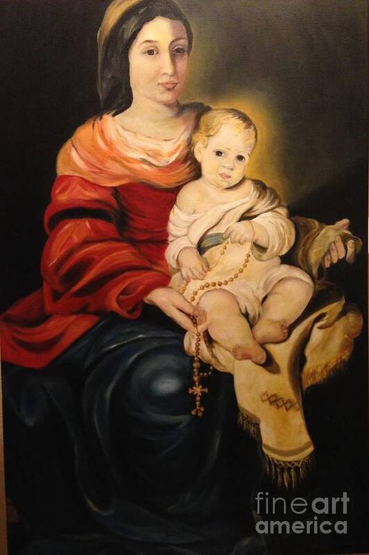 Madonna Mary And Child Jesus Poster featuring the painting Madonna and child by Renata Bosnjak