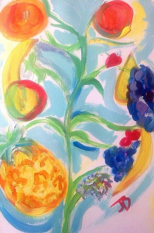 Tree Poster featuring the painting Magical fruits of life tree by Judith Desrosiers
