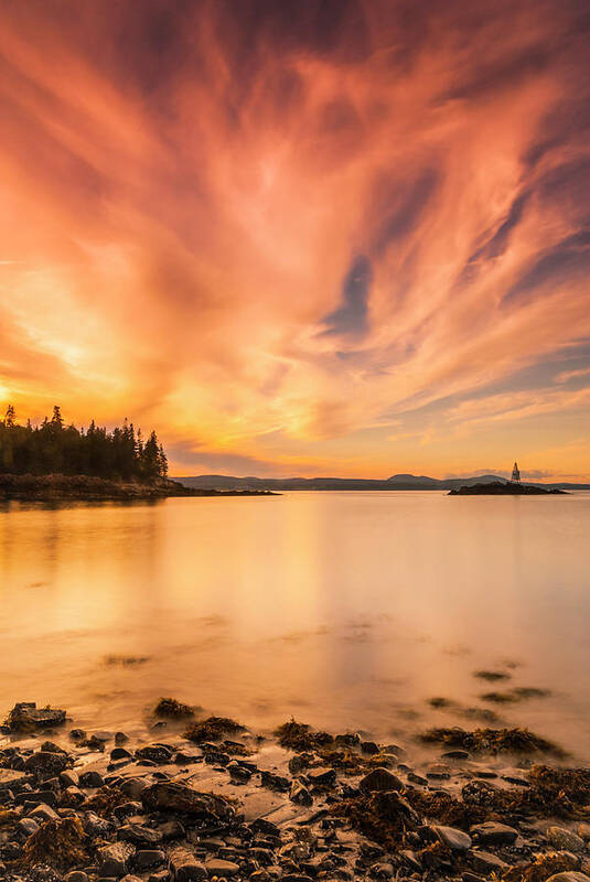 Maine Poster featuring the photograph Maine Penobscot Bay Sunset by Ranjay Mitra