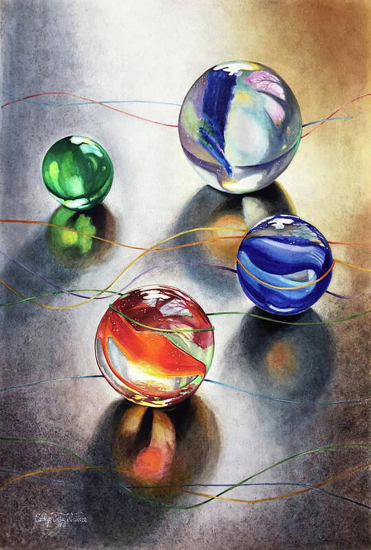 Art Poster featuring the painting Marbles 3 by Carolyn Coffey Wallace